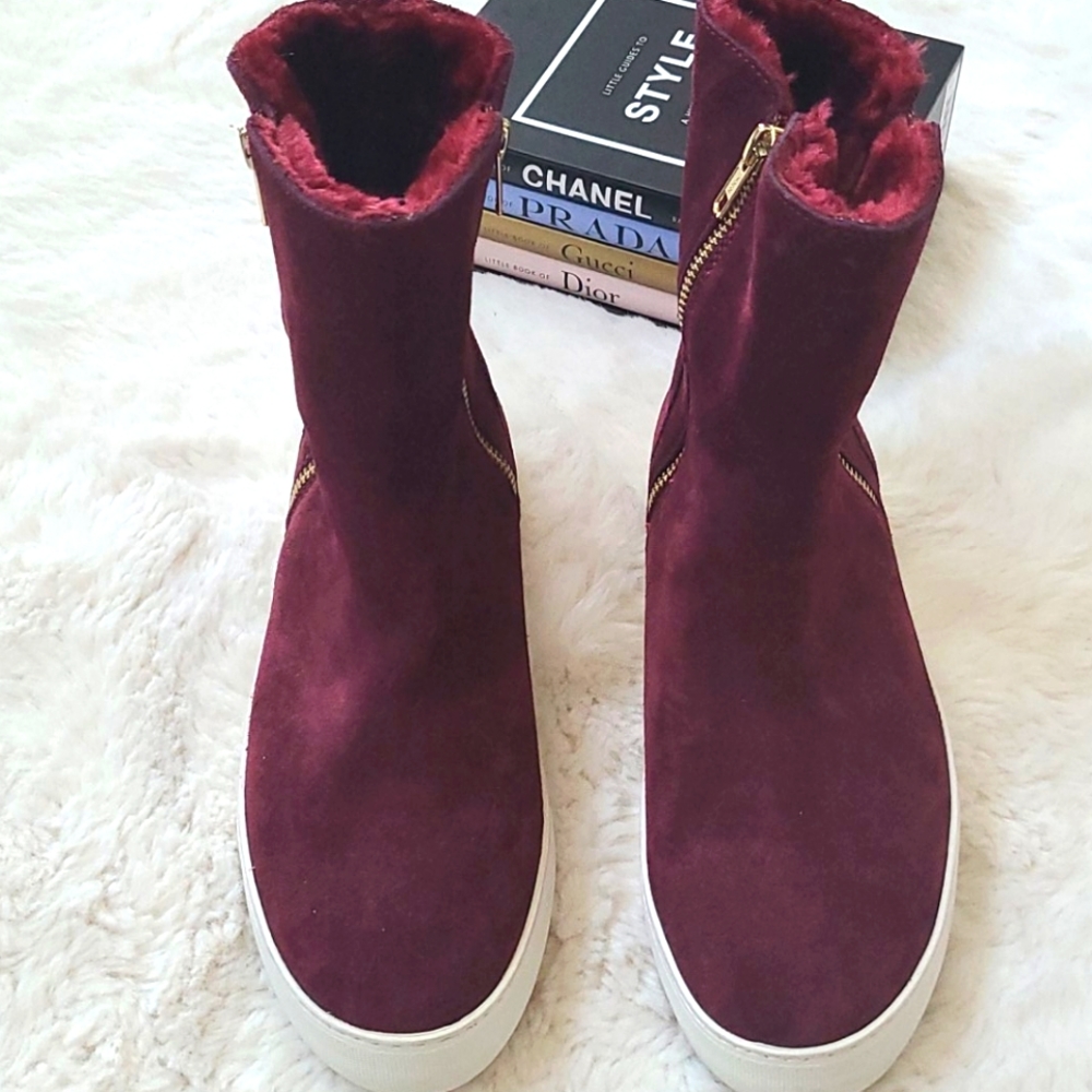 Nwot BURGUNDY Slides Suede Hightops